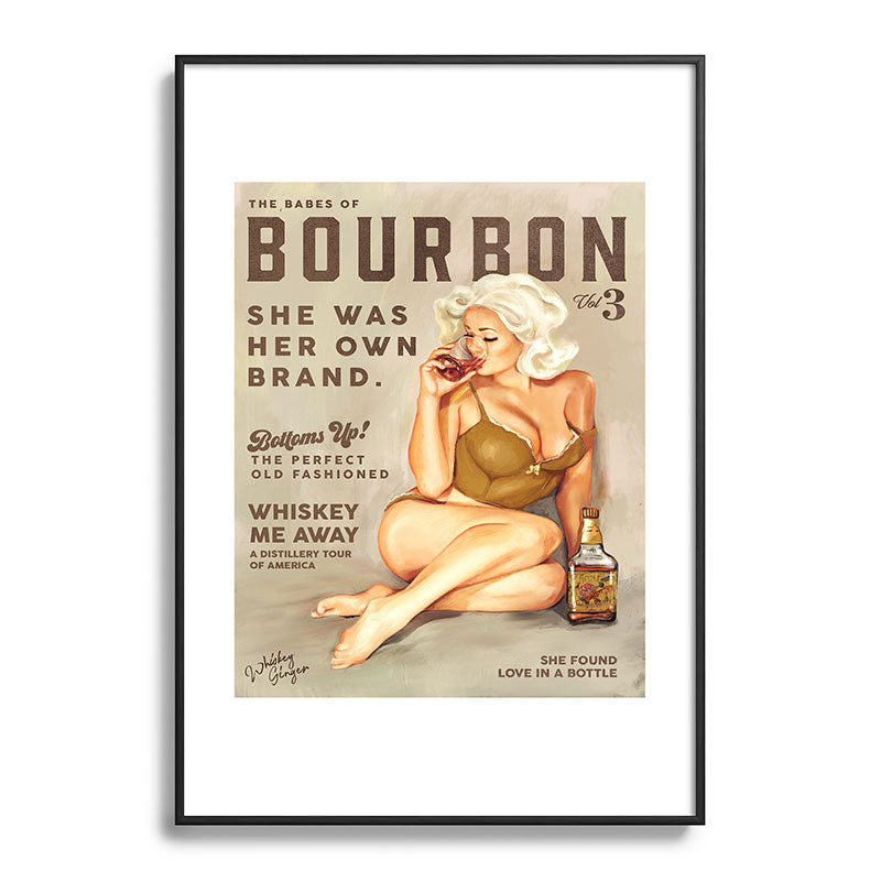 "The Babes Of Bourbon" Pretty Blonde Pin Up Girl Art Framed Art Print