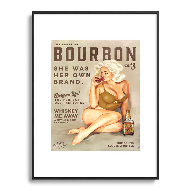 "The Babes Of Bourbon" Pretty Blonde Pin Up Girl Art Framed Art Print