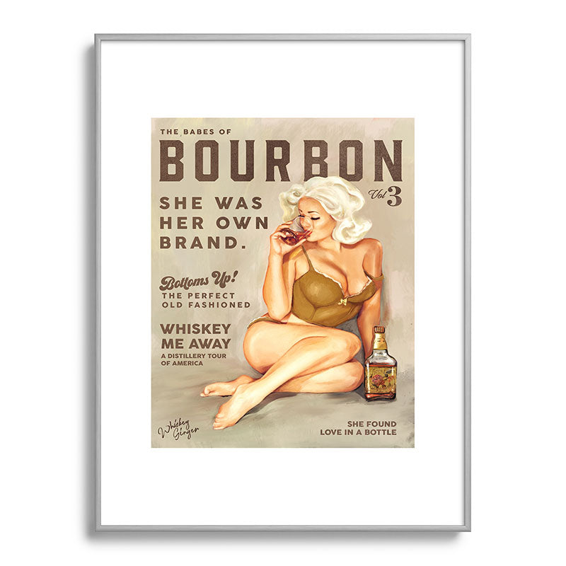 "The Babes Of Bourbon" Pretty Blonde Pin Up Girl Art Framed Art Print
