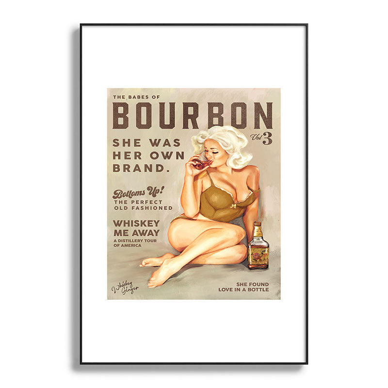 "The Babes Of Bourbon" Pretty Blonde Pin Up Girl Art Framed Art Print