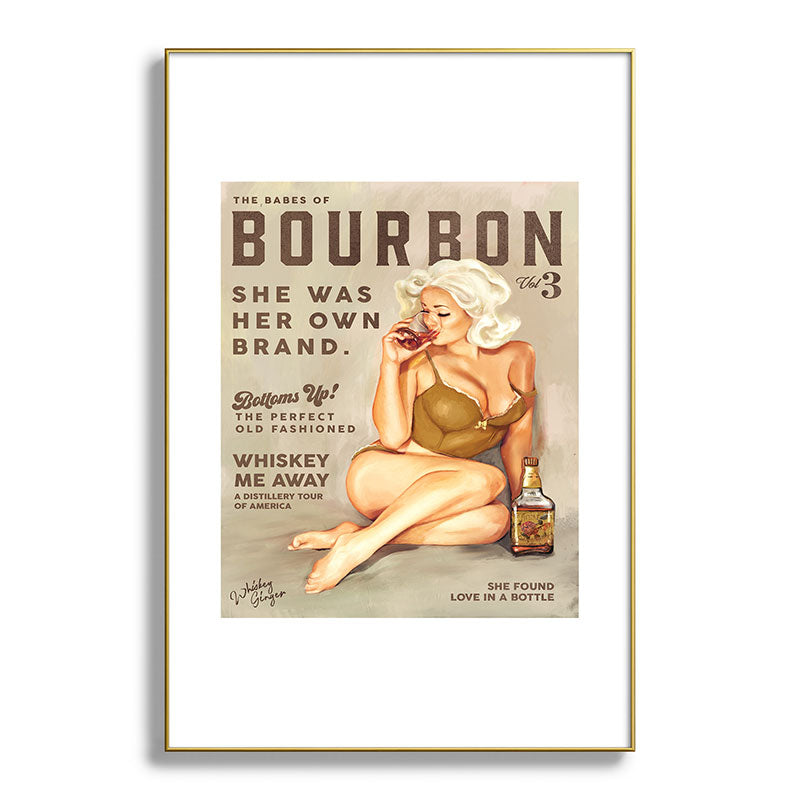 "The Babes Of Bourbon" Pretty Blonde Pin Up Girl Art Framed Art Print