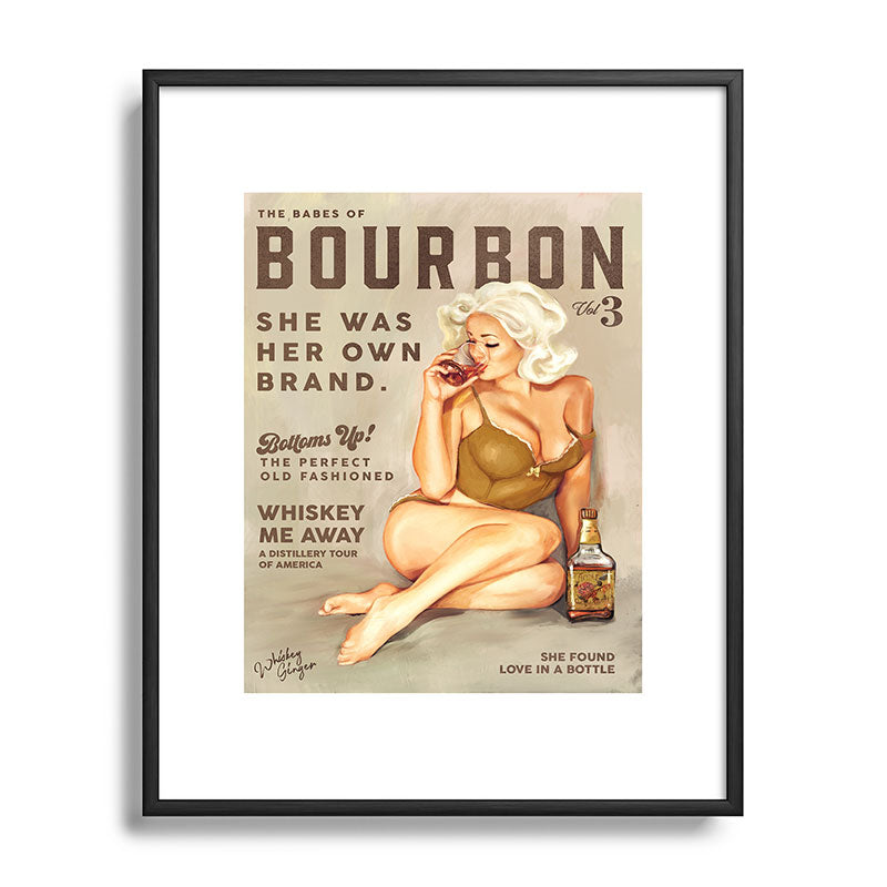 "The Babes Of Bourbon" Pretty Blonde Pin Up Girl Art Framed Art Print