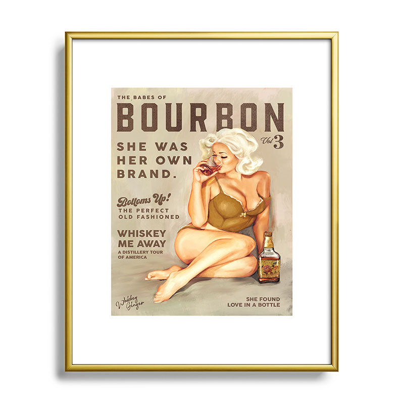 "The Babes Of Bourbon" Pretty Blonde Pin Up Girl Art Framed Art Print