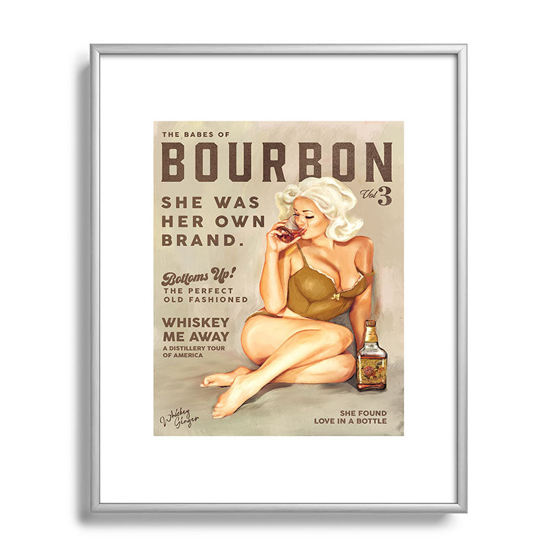"The Babes Of Bourbon" Pretty Blonde Pin Up Girl Art Framed Art Print