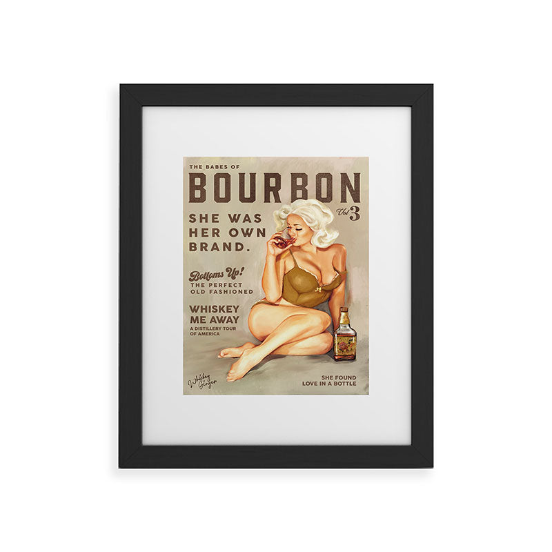 "The Babes Of Bourbon" Pretty Blonde Pin Up Girl Art Framed Art Print
