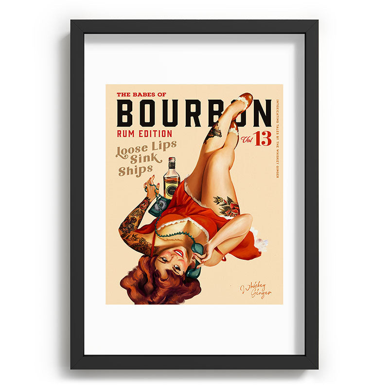 "The Babes Of Bourbon V. 13 - Rum Edition" Vintage Pin Up Girl Art Framed Art Print