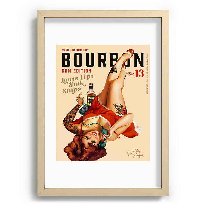 "The Babes Of Bourbon V. 13 - Rum Edition" Vintage Pin Up Girl Art Framed Art Print