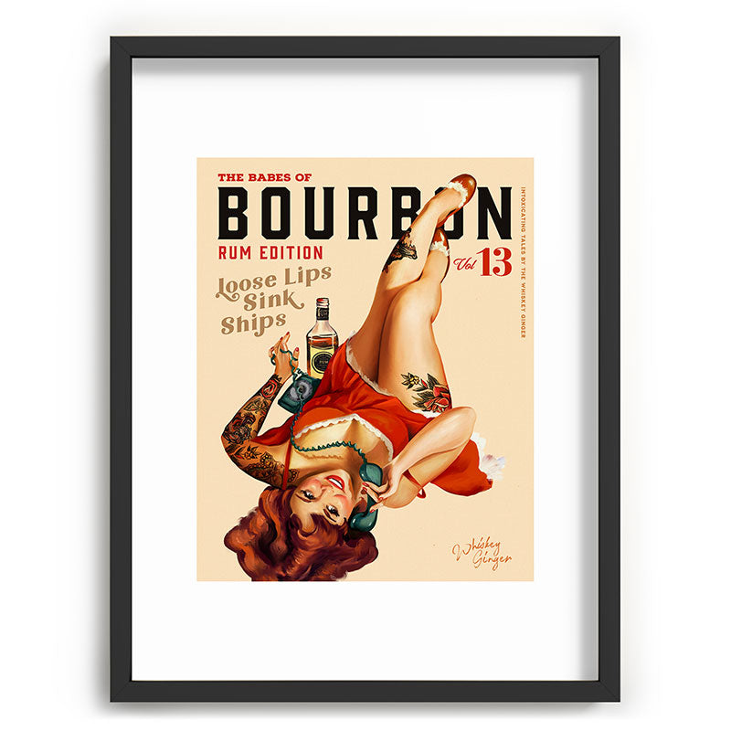 "The Babes Of Bourbon V. 13 - Rum Edition" Vintage Pin Up Girl Art Framed Art Print