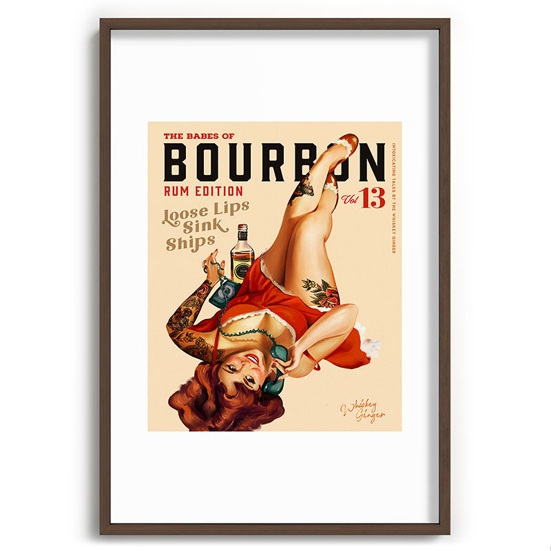 "The Babes Of Bourbon V. 13 - Rum Edition" Vintage Pin Up Girl Art Framed Art Print