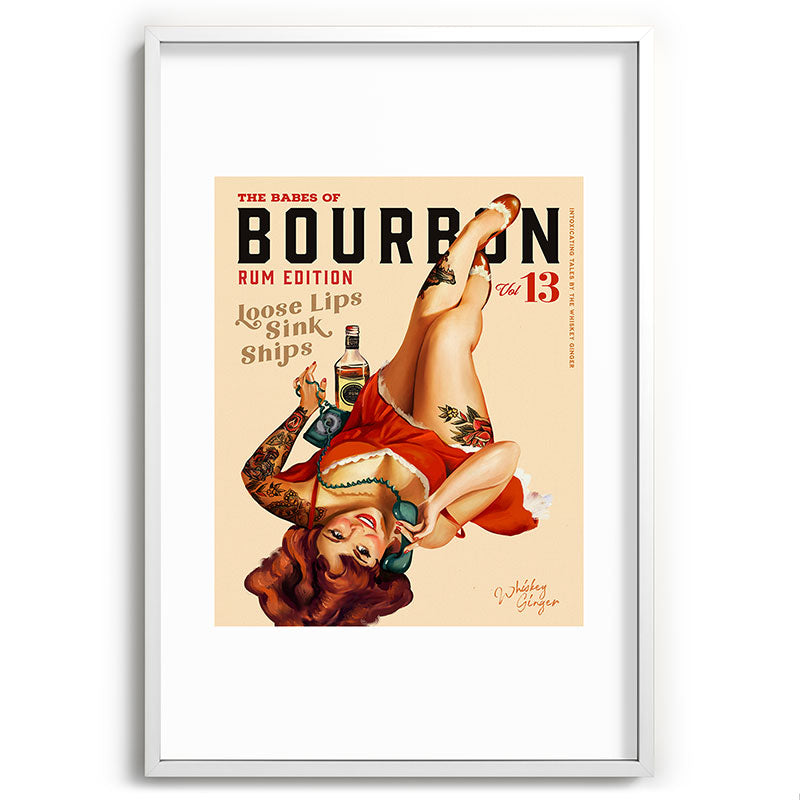 "The Babes Of Bourbon V. 13 - Rum Edition" Vintage Pin Up Girl Art Framed Art Print