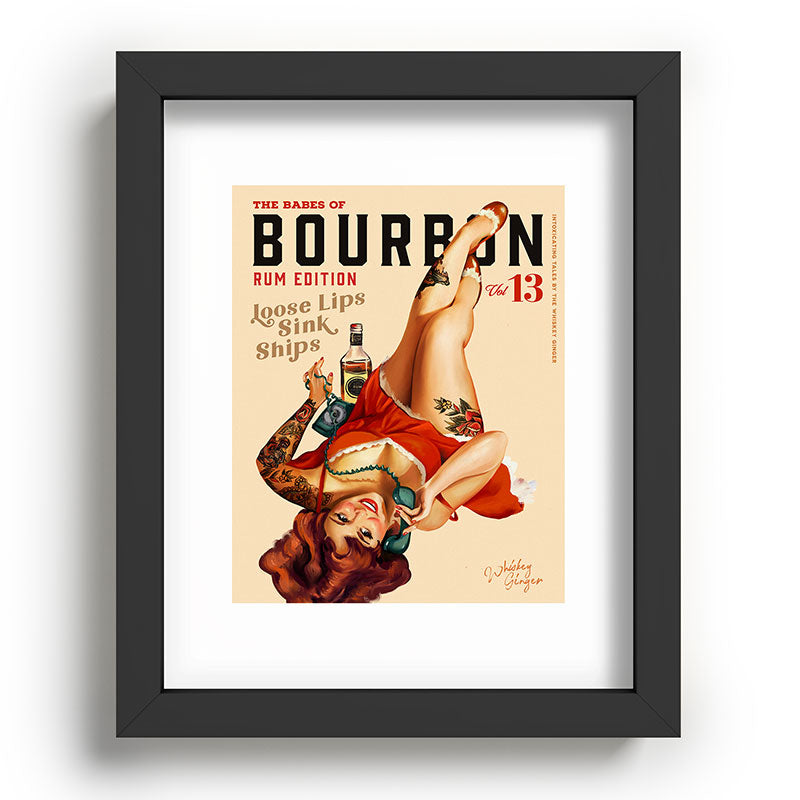 "The Babes Of Bourbon V. 13 - Rum Edition" Vintage Pin Up Girl Art Framed Art Print