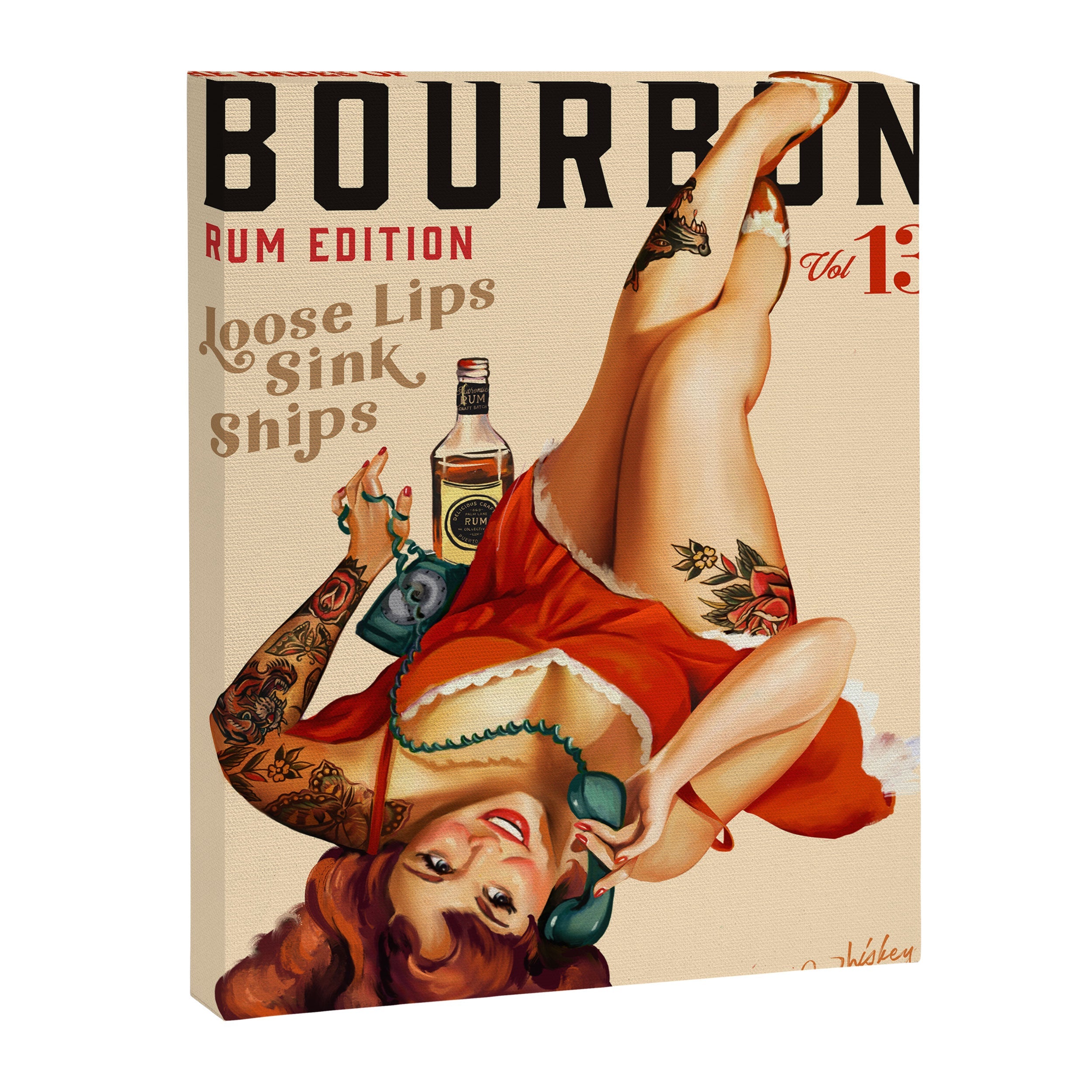 "The Babes Of Bourbon V. 13 - Rum Edition" Vintage Pin Up Girl Art Canvas Print