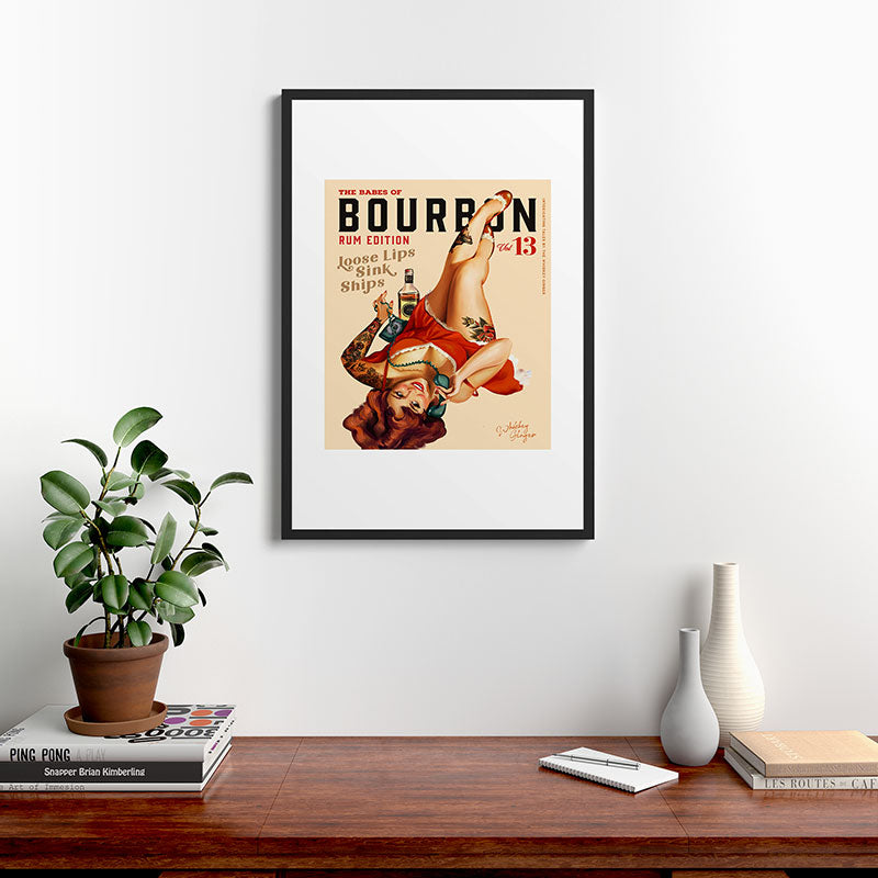"The Babes Of Bourbon V. 13 - Rum Edition" Vintage Pin Up Girl Art Framed Art Print