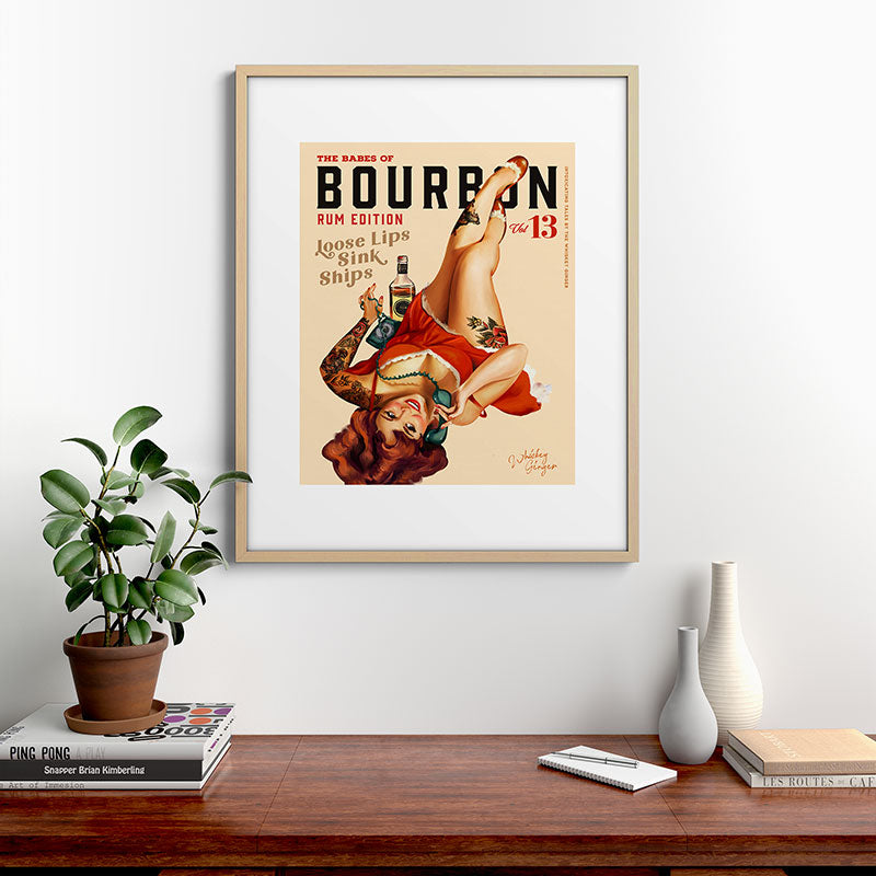 "The Babes Of Bourbon V. 13 - Rum Edition" Vintage Pin Up Girl Art Framed Art Print
