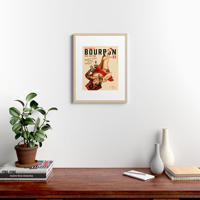 "The Babes Of Bourbon V. 13 - Rum Edition" Vintage Pin Up Girl Art Framed Art Print