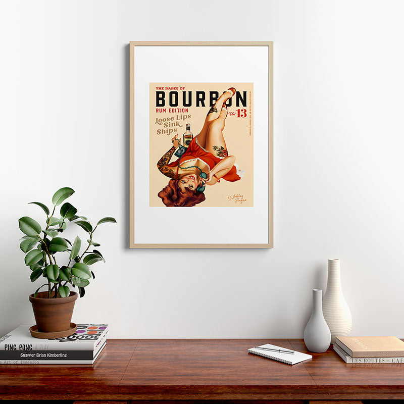 "The Babes Of Bourbon V. 13 - Rum Edition" Vintage Pin Up Girl Art Framed Art Print