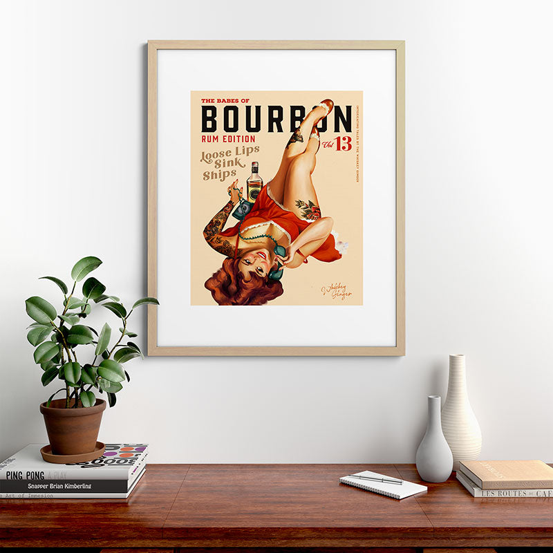 "The Babes Of Bourbon V. 13 - Rum Edition" Vintage Pin Up Girl Art Framed Art Print
