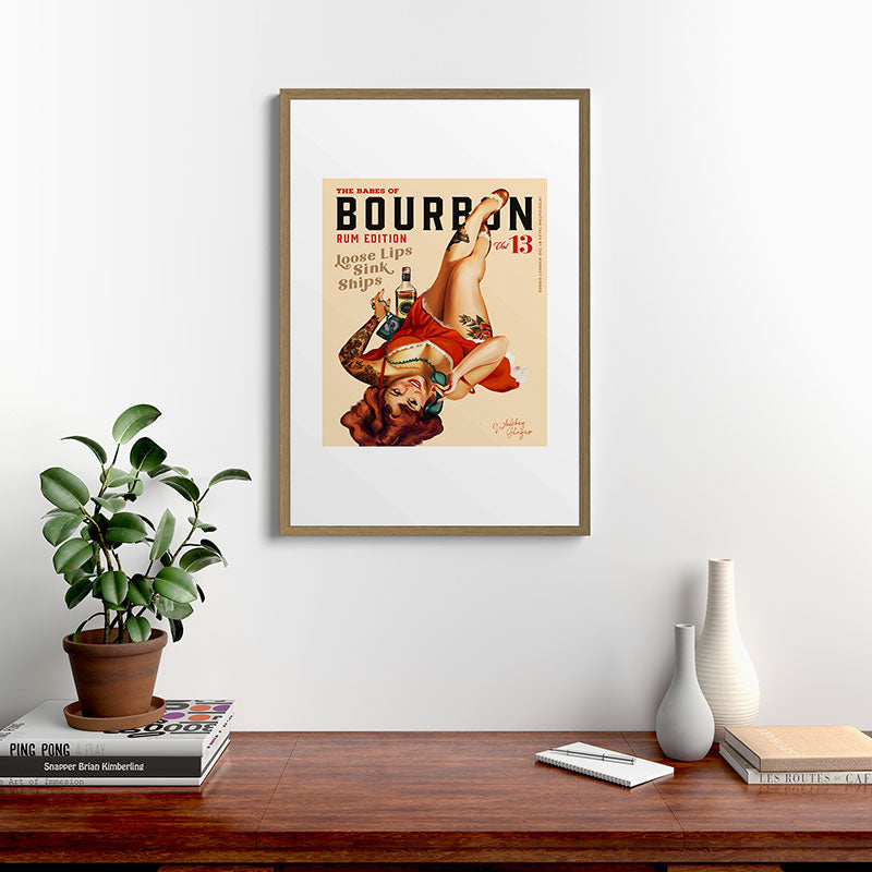 "The Babes Of Bourbon V. 13 - Rum Edition" Vintage Pin Up Girl Art Framed Art Print