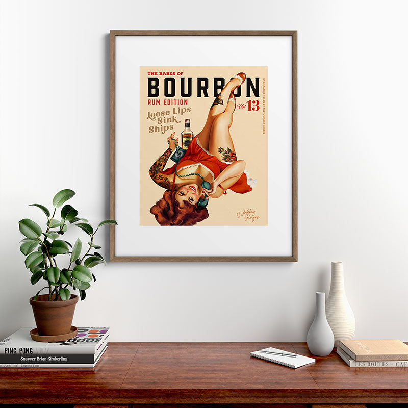 "The Babes Of Bourbon V. 13 - Rum Edition" Vintage Pin Up Girl Art Framed Art Print