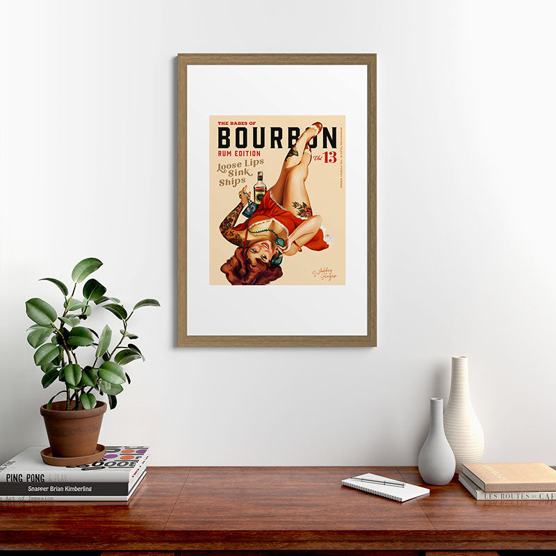"The Babes Of Bourbon V. 13 - Rum Edition" Vintage Pin Up Girl Art Framed Art Print