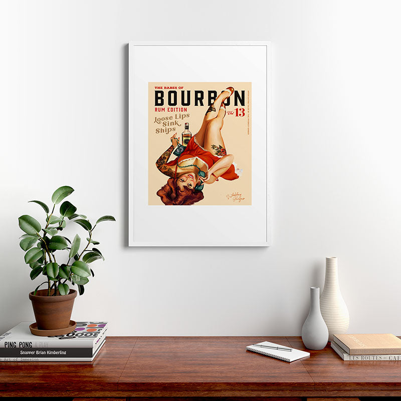 "The Babes Of Bourbon V. 13 - Rum Edition" Vintage Pin Up Girl Art Framed Art Print