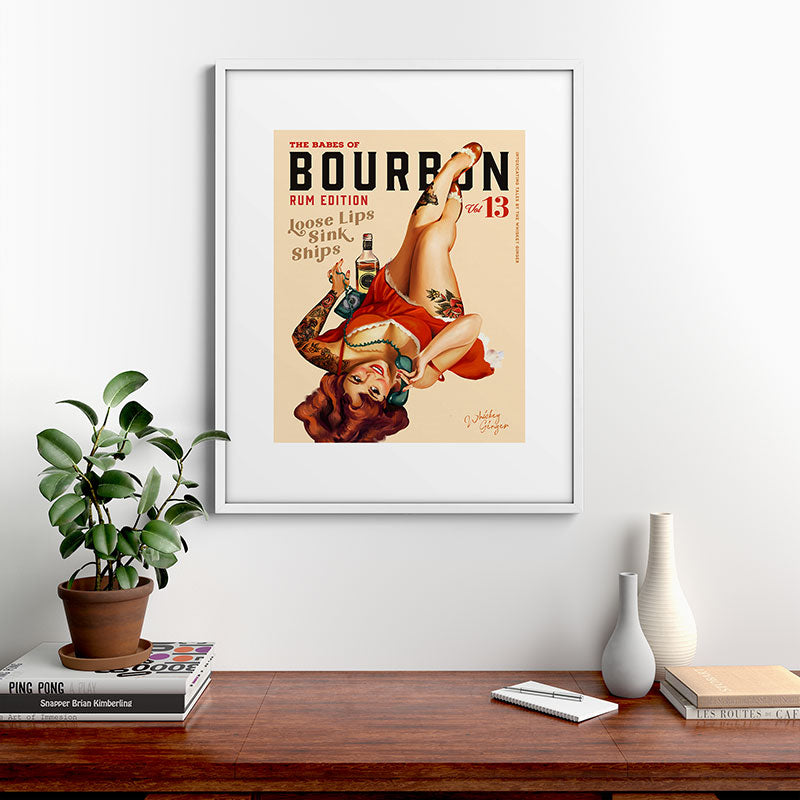 "The Babes Of Bourbon V. 13 - Rum Edition" Vintage Pin Up Girl Art Framed Art Print