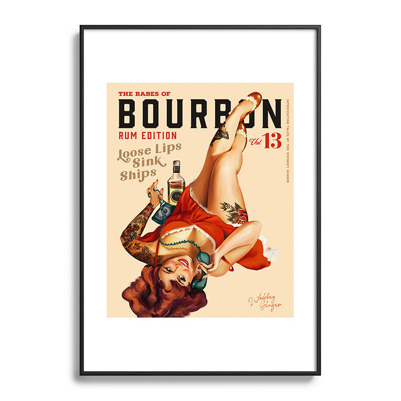 "The Babes Of Bourbon V. 13 - Rum Edition" Vintage Pin Up Girl Art Framed Art Print