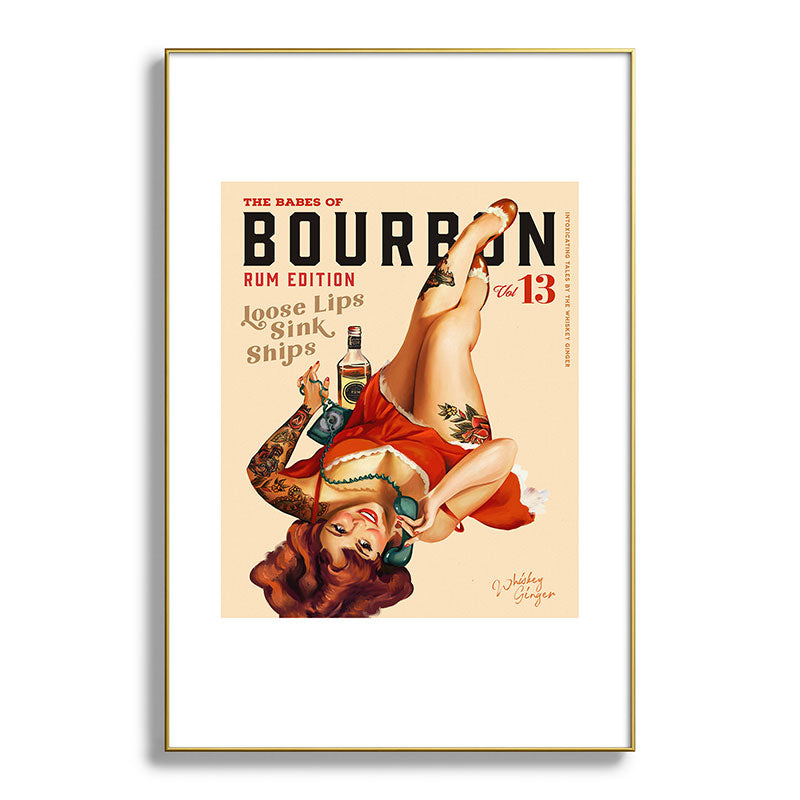 "The Babes Of Bourbon V. 13 - Rum Edition" Vintage Pin Up Girl Art Framed Art Print