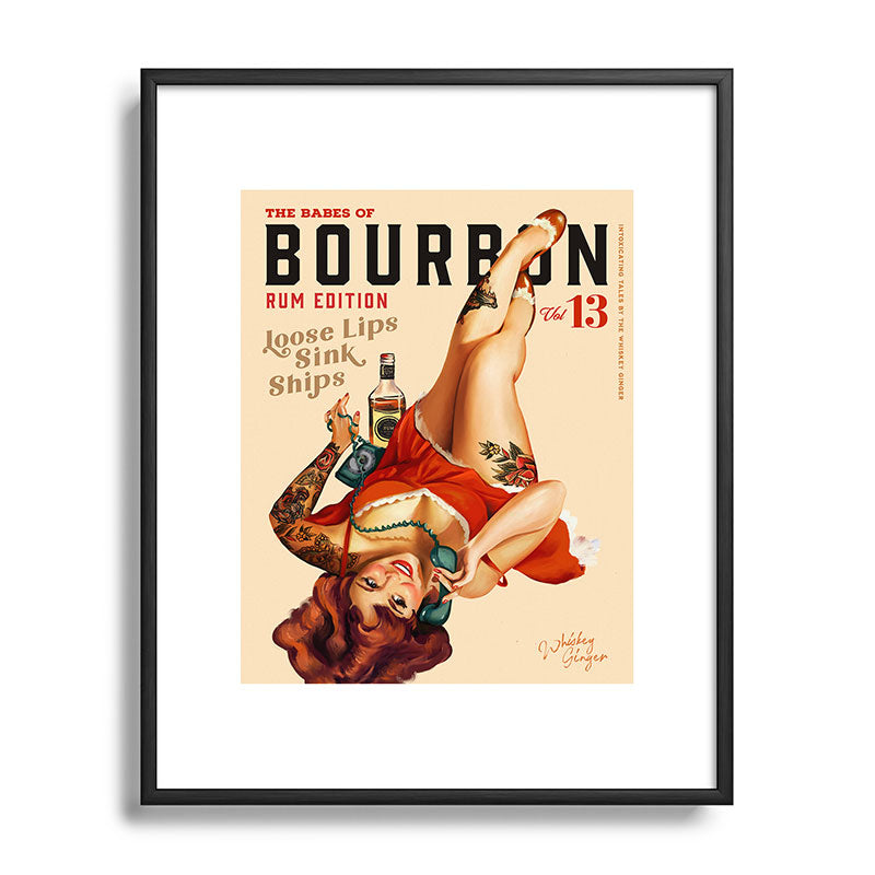 "The Babes Of Bourbon V. 13 - Rum Edition" Vintage Pin Up Girl Art Framed Art Print
