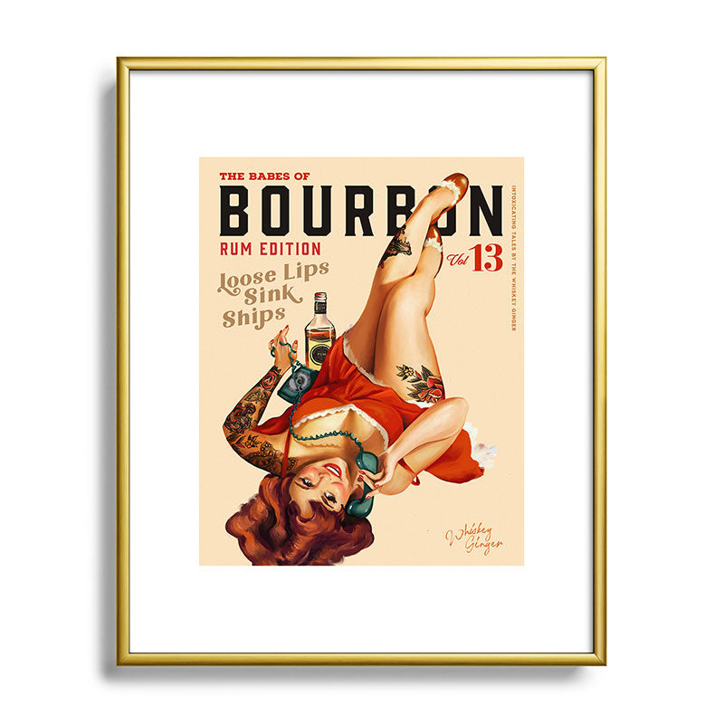 "The Babes Of Bourbon V. 13 - Rum Edition" Vintage Pin Up Girl Art Framed Art Print