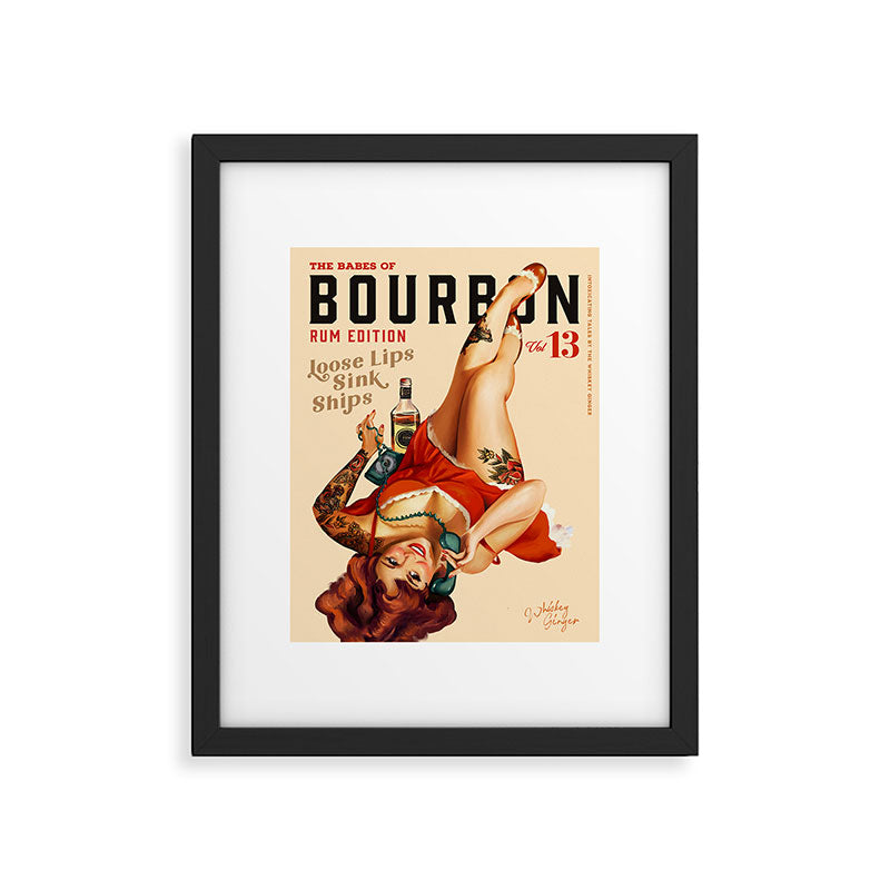 "The Babes Of Bourbon V. 13 - Rum Edition" Vintage Pin Up Girl Art Framed Art Print