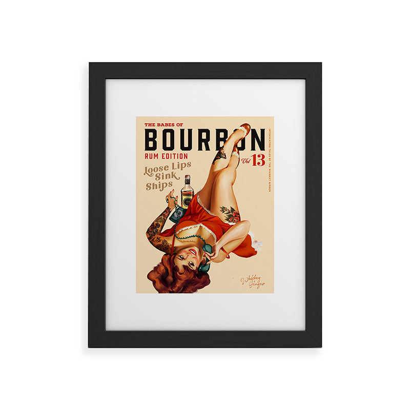 "The Babes Of Bourbon V. 13 - Rum Edition" Vintage Pin Up Girl Art Framed Art Print