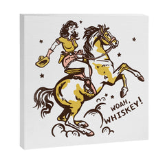 "Woah Whiskey" Western Pin Up Cowgirl & Her Horse Canvas Print