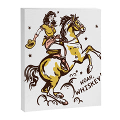 "Woah Whiskey" Western Pin Up Cowgirl & Her Horse Canvas Print