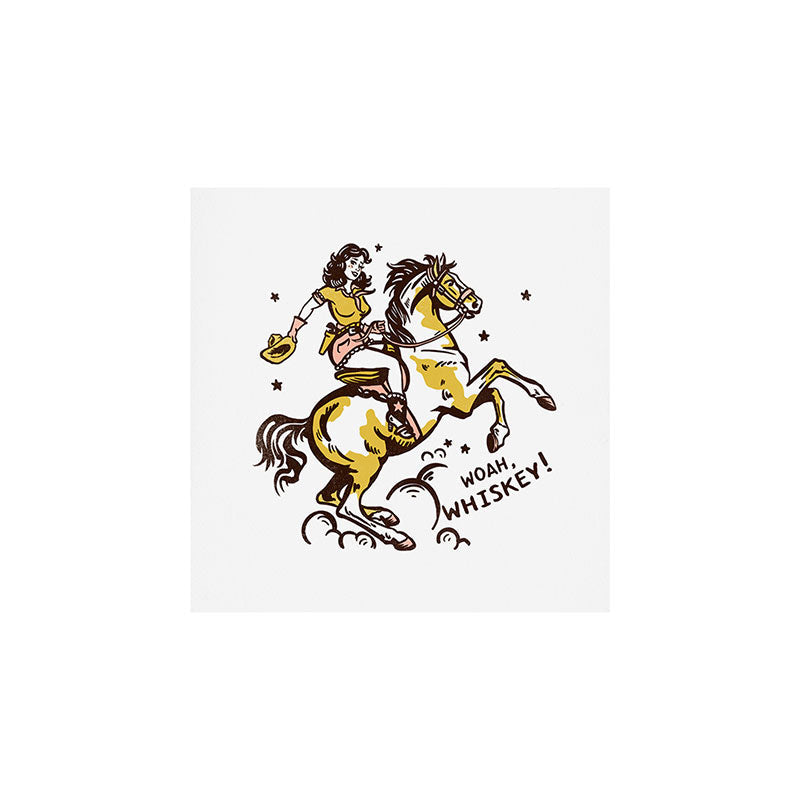 "Woah Whiskey" Western Pin Up Cowgirl & Her Horse Art Print