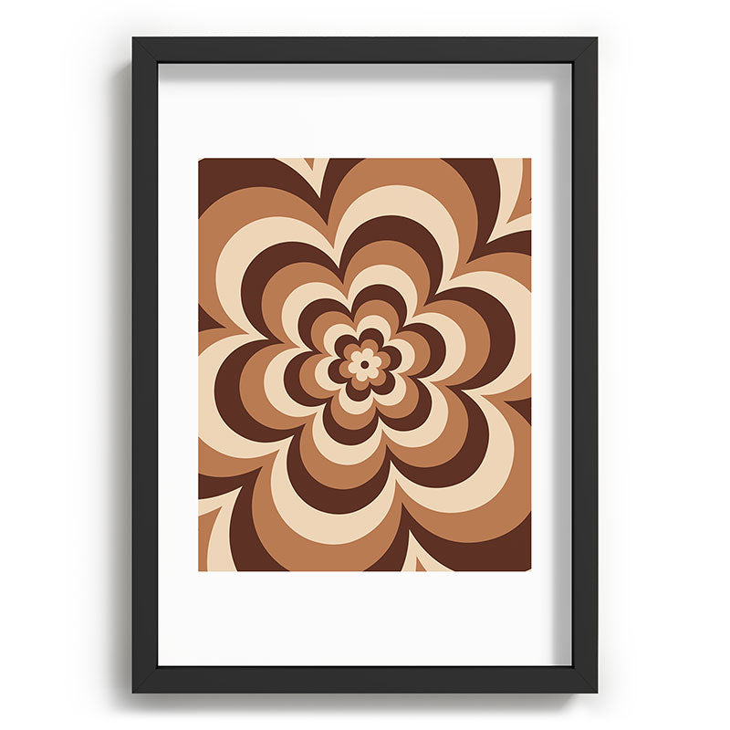 70s Retro Flower Power in Coffee Brown Framed Art Print