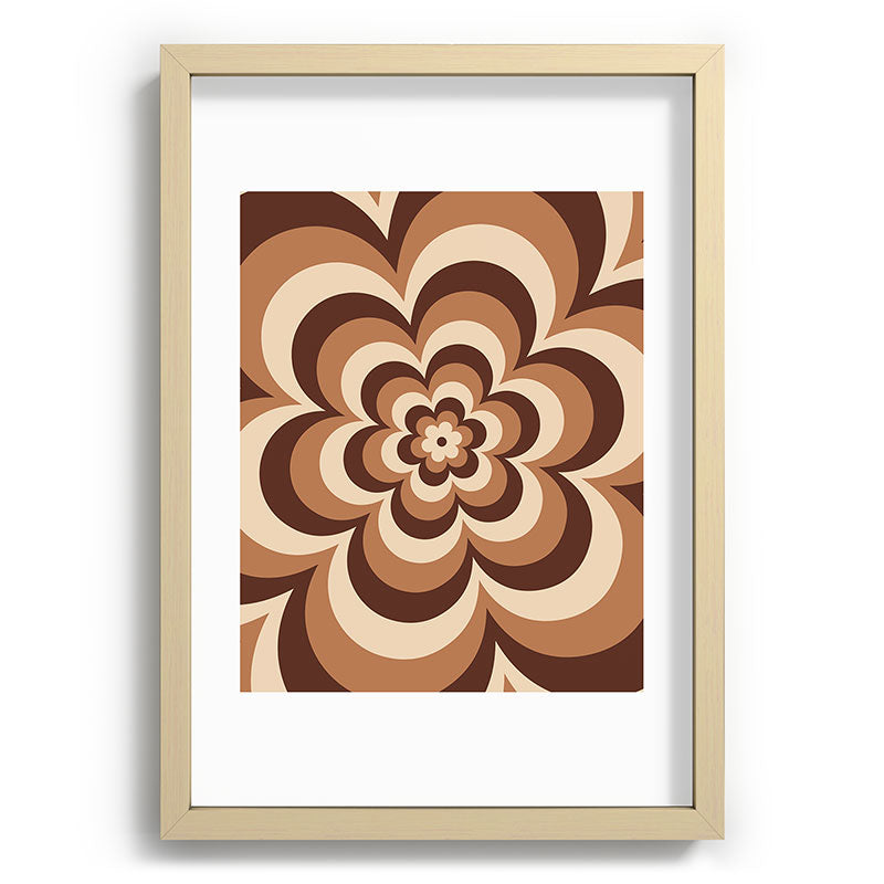 70s Retro Flower Power in Coffee Brown Framed Art Print