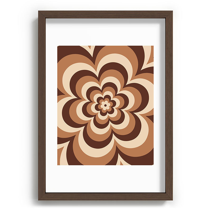 70s Retro Flower Power in Coffee Brown Framed Art Print