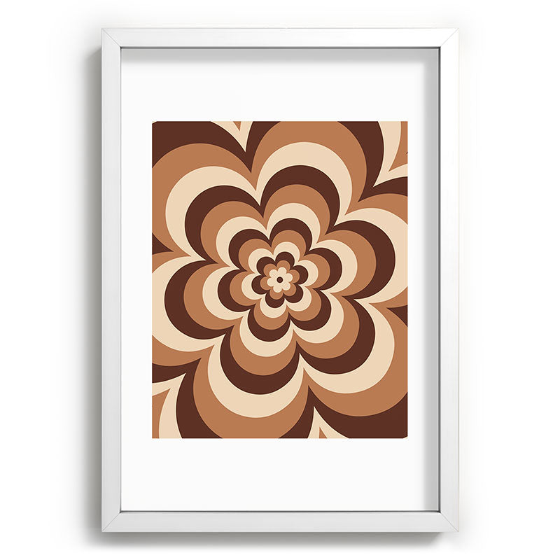 70s Retro Flower Power in Coffee Brown Framed Art Print