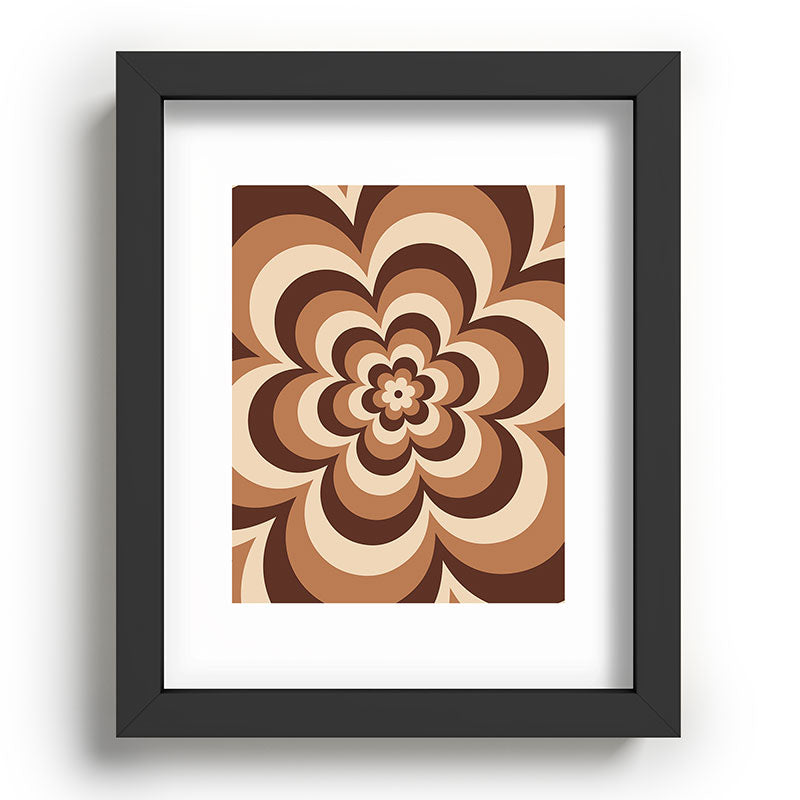 70s Retro Flower Power in Coffee Brown Framed Art Print