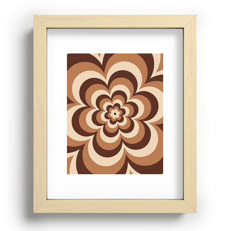 70s Retro Flower Power in Coffee Brown Framed Art Print
