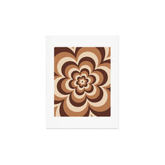 70s Retro Flower Power in Coffee Brown Art Print