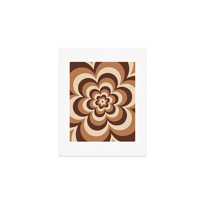 70s Retro Flower Power in Coffee Brown Art Print