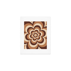 70s Retro Flower Power in Coffee Brown Art Print