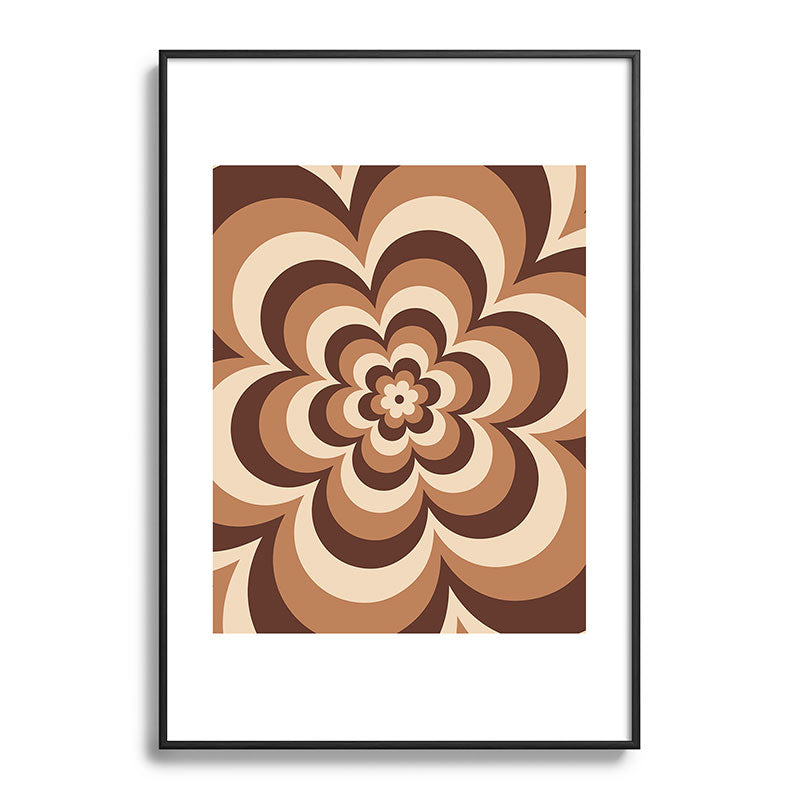 70s Retro Flower Power in Coffee Brown Framed Art Print