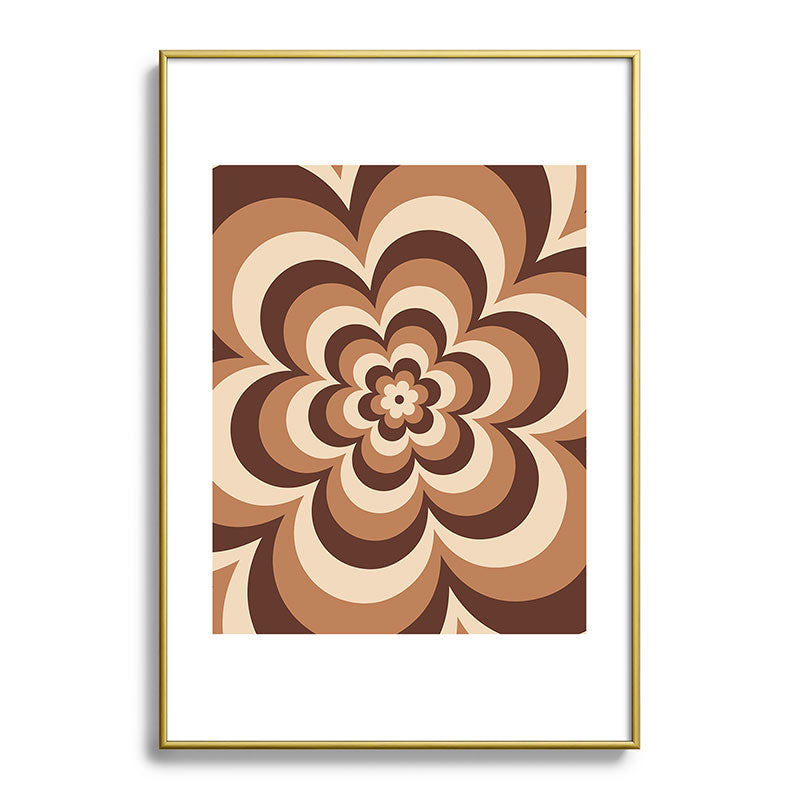 70s Retro Flower Power in Coffee Brown Framed Art Print