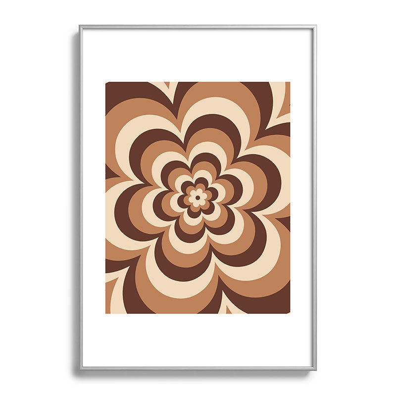 70s Retro Flower Power in Coffee Brown Framed Art Print