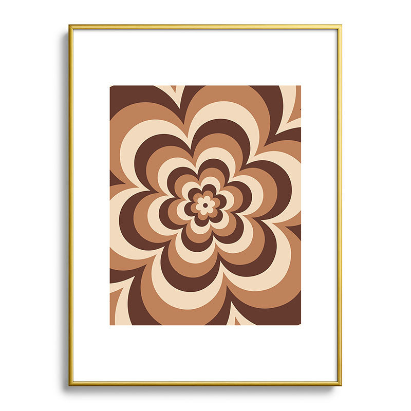70s Retro Flower Power in Coffee Brown Framed Art Print