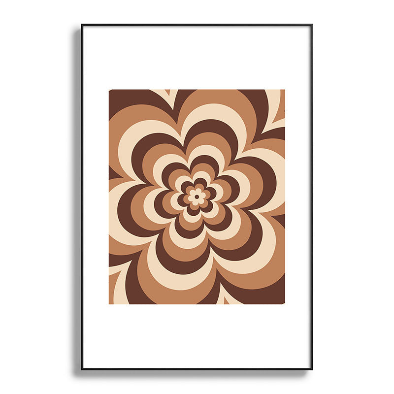70s Retro Flower Power in Coffee Brown Framed Art Print