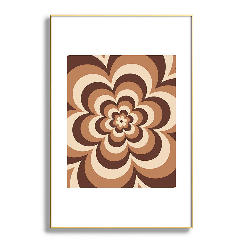 70s Retro Flower Power in Coffee Brown Framed Art Print
